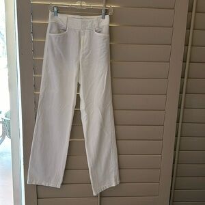 Vince white cotton wide leg trousers